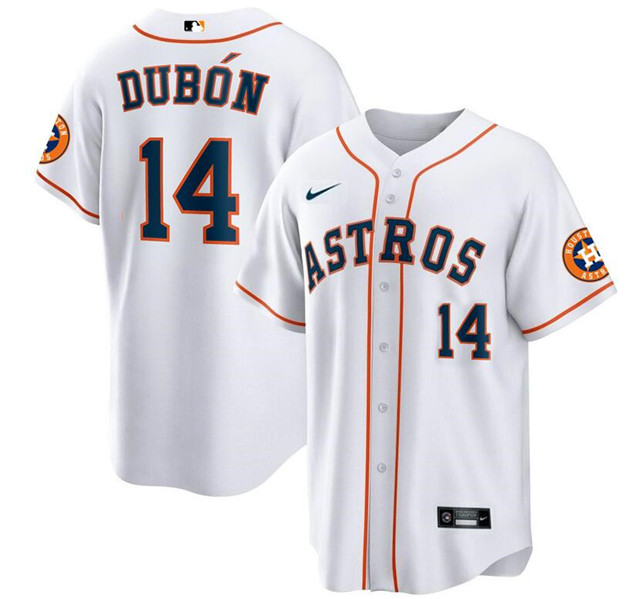 Men's Houston Astros #14 Mauricio Dubón White Cool Base Stitched Baseball Jersey